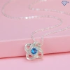 Vòng cổ nữ bạc thật mặt bông hoa đính đá xanh dương DCN611 - Trang sức TNJ giảm giá hấp dẫn 4