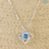 Vòng cổ nữ bạc thật mặt bông hoa đính đá xanh dương DCN611 - Trang sức TNJ giảm giá hấp dẫn 7