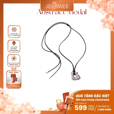Vòng cổ nữ Jesmee Abstract Medal N25.030 - Dây da titan cá tính, giảm giá 369k