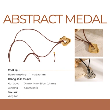 Vòng cổ nữ Jesmee Abstract Medal N25.030 - Dây da titan cá tính, giảm giá 369k