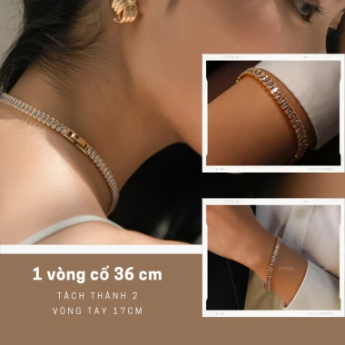 Vòng cổ nữ Jesmee Emerald titanium mạ vàng - Đá lấp lánh sang trọng, giá 389.000₫ 2