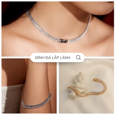 Vòng cổ nữ Jesmee Emerald titanium mạ vàng - Đá lấp lánh sang trọng, giá 389.000₫ 5