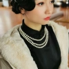 Vòng Cổ SHANHAI Choker Trắng Nhiều Lớp 8mm Phụ Kiện Sườn Xám Thanh Lịch Vintage 3