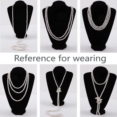 Vòng Cổ SHANHAI Choker Trắng Nhiều Lớp 8mm Phụ Kiện Sườn Xám Thanh Lịch Vintage 7