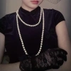 Vòng Cổ SHANHAI Choker Trắng Nhiều Lớp 8mm Phụ Kiện Sườn Xám Thanh Lịch Vintage 8
