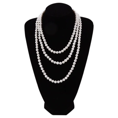 Vòng Cổ SHANHAI Choker Trắng Nhiều Lớp 8mm Phụ Kiện Sườn Xám Thanh Lịch Vintage 10