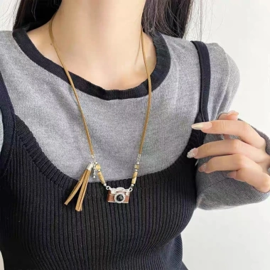 Vòng cổ tua rua màu nâu - Dây chuyền điều chỉnh đa kích cỡ, giá ưu đãi 30.150 VNĐ