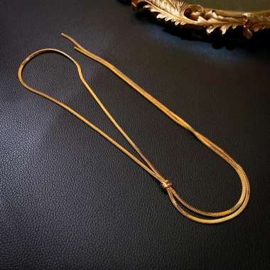 Vòng cổ xương rắn mạ vàng 14k - Dây chuyền điều chỉnh, thời trang mùa đông, giá ưu đãi
