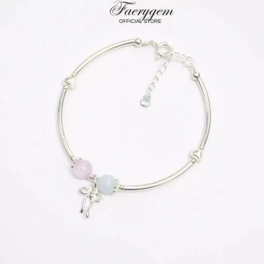 Vòng đá phong thuỷ FaeryGem – Đá đào, aquamarine, rose quartz, amethyst bạc s925 2