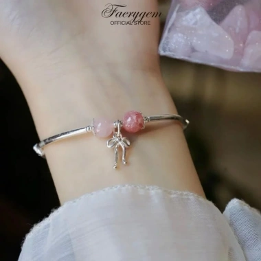 Vòng đá phong thuỷ FaeryGem – Đá đào, aquamarine, rose quartz, amethyst bạc s925 8