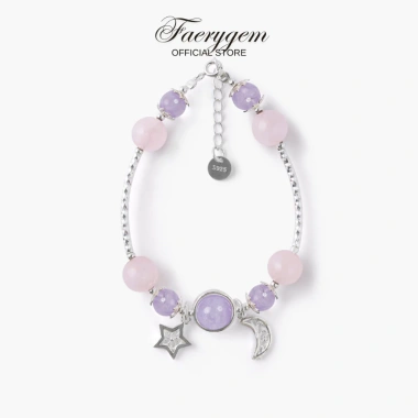 Vòng đá phong thủy FaeryGem Rose Quartz Amethyst - Tình duyên, học tập - Bạc S925, kiểm định