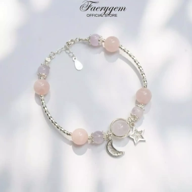 Vòng đá phong thủy FaeryGem Rose Quartz Amethyst - Tình duyên, học tập - Bạc S925, kiểm định