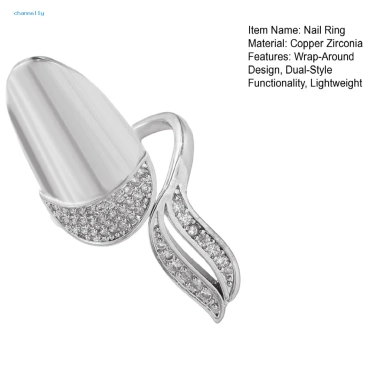 Vòng móng tay hai tông kim loại gương & CZ, điều chỉnh được, điểm nhấn thời trang 3 Vòng móng tay hai tông kim loại gương & CZ, điều chỉnh được, điểm nhấn thời trang 3