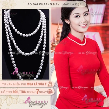 Vòng ngọc trai nhân tạo, dây chuyền lớn nhỏ, phối áo dài cách tân nữ truyền thống, giá 23.846₫ 3