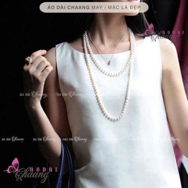 Vòng ngọc trai nhân tạo, dây chuyền lớn nhỏ, phối áo dài cách tân nữ truyền thống, giá 23.846₫ 6