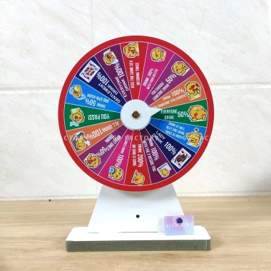 Vòng quay ăn nhậu tiếng Anh 16 ô khủng long hoa văn đỏ gỗ MDF chống nước an toàn VQ-N-2 - Giá chỉ 90.000₫ 3