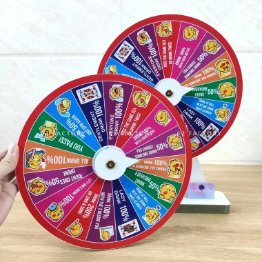 Vòng quay ăn nhậu tiếng Anh 16 ô khủng long hoa văn đỏ gỗ MDF chống nước an toàn VQ-N-2 - Giá chỉ 90.000₫ 6