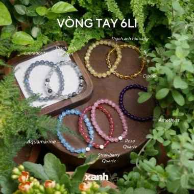 Vòng tay 6 li đá phong thủy thiên nhiên – May mắn cho ngày thường Xanh Jewelry