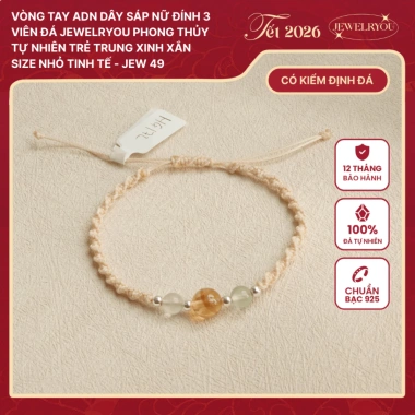 Vòng Tay ADN Dây Sáp Nữ Đính 3 Viên Đá Phong Thủy Tự Nhiên Xinh Xắn 523k