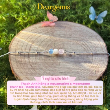 Vòng tay bạc 925 Deargems07 Đá năng lượng thời trang, may mắn tình duyên, giảm giá 400.000₫ 4