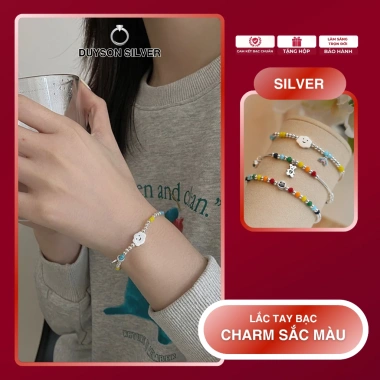 Vòng tay bạc 925 Duyson Silver mây, mặt cười, gấu đá màu -Đáng yêu, giảm còn 550k 9