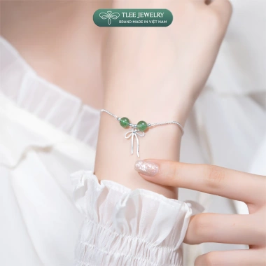 Vòng tay bạc 925 nữ mix hạt đá phong thủy, charm bi bóng, treo nơ xinh – giảm còn 520.000₫ 4