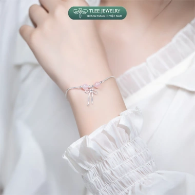 Vòng tay bạc 925 nữ mix hạt đá phong thủy, charm bi bóng, treo nơ xinh – giảm còn 520.000₫ 7