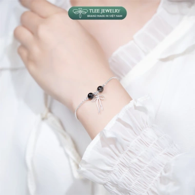 Vòng tay bạc 925 nữ mix hạt đá phong thủy, charm bi bóng, treo nơ xinh – giảm còn 520.000₫ 8