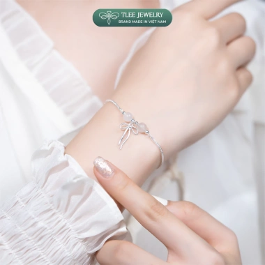 Vòng tay bạc 925 nữ mix hạt đá phong thủy, charm bi bóng, treo nơ xinh – giảm còn 520.000₫ 9