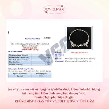 Vòng tay bạc 925 nữ nơ Coquette 6 đá phong thủy tự nhiên – Charm xinh xắn Jew40