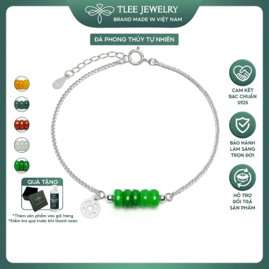 Vòng tay bạc 925 nữ TLEE LT418 kim tiền mix ngũ điếu, đá phong thủy tự nhiên, charm bi bóng Giá ưu đãi 600k