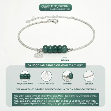 Vòng tay bạc 925 nữ TLEE LT418 kim tiền mix ngũ điếu, đá phong thủy tự nhiên, charm bi bóng Giá ưu đãi 600k 10 Vòng tay bạc 925 nữ TLEE LT418 kim tiền mix ngũ điếu, đá phong thủy tự nhiên, charm bi bóng Giá ưu đãi 600k 10