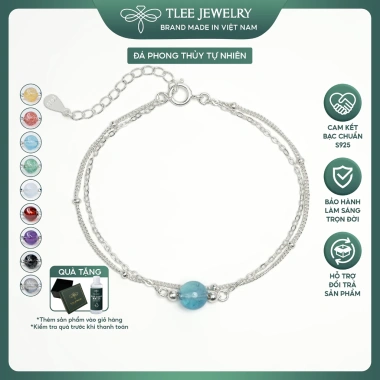 Vòng tay bạc 925 nữ TLEE LT421 - dây bi, đá phong thủy, charm bóng - chỉ 576k