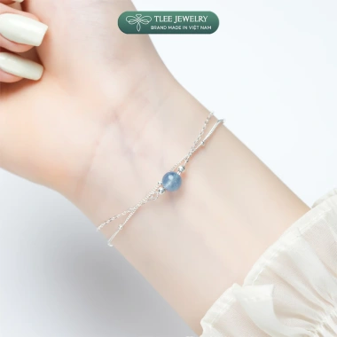 Vòng tay bạc 925 nữ TLEE LT421 - dây bi, đá phong thủy, charm bóng - chỉ 576k