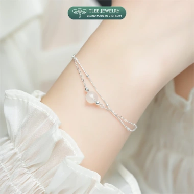 Vòng tay bạc 925 nữ TLEE LT421 - dây bi, đá phong thủy, charm bóng - chỉ 576k