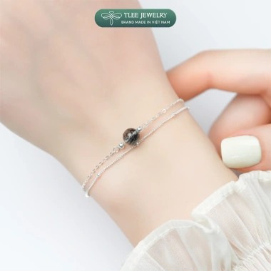 Vòng tay bạc 925 nữ TLEE LT421 - dây bi, đá phong thủy, charm bóng - chỉ 576k