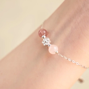 Vòng tay bạc 925 nữ YOUCHARM mix đôi đá phong thủy & charm hoa xinh xắn - Giá chỉ 719.000₫