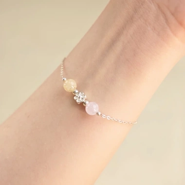 Vòng tay bạc 925 nữ YOUCHARM mix đôi đá phong thủy & charm hoa xinh xắn - Giá chỉ 719.000₫