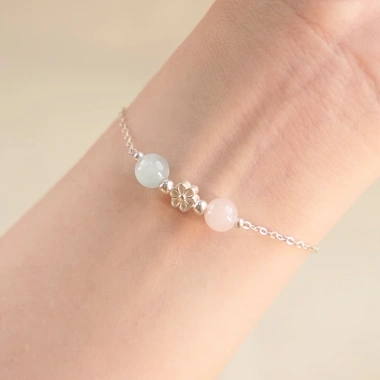 Vòng tay bạc 925 nữ YOUCHARM mix đôi đá phong thủy & charm hoa xinh xắn - Giá chỉ 719.000₫