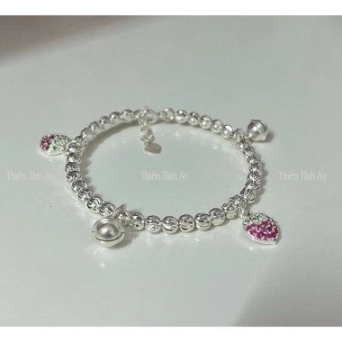Vòng tay Bạc khắc tên và ngày sinh nhật cho bé gái 2-8 tuổi - Quà sang trọng Lắc Cỏ 4 lá VT050