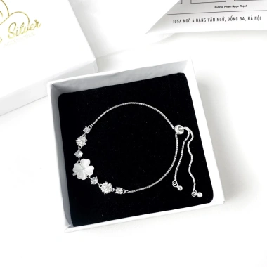 Vòng tay bạc Miuu Silver - Dây rút điều chỉnh size, cỏ 4 lá Miracle Clover, giá ưu đãi 800.000đ