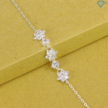 Vòng tay bạc nữ cao cấp đính đá bông hoa 6 cánh lấp lánh - 719.000đ