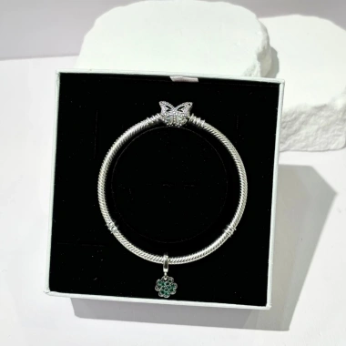 Vòng tay bạc nữ Lucky Cỏ 4 lá xanh May mắn phong thủy, hộp sang trọng, chỉ 600k 3