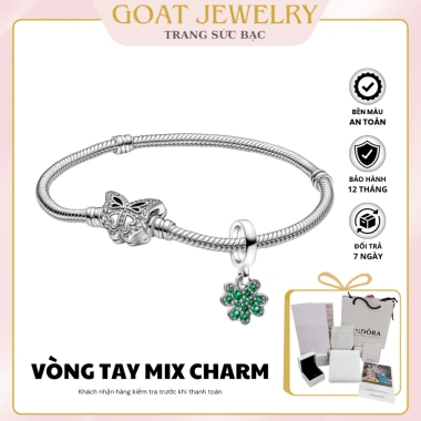 Vòng tay bạc nữ Lucky Cỏ 4 lá xanh May mắn phong thủy, hộp sang trọng, chỉ 600k 9