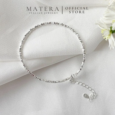 Vòng tay bạc nữ MATERA S925 – Hạt bạc vỡ cao cấp, phong cách Minimalism sang trọng