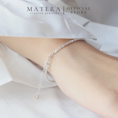 Vòng tay bạc nữ MATERA S925 – Hạt bạc vỡ cao cấp, phong cách Minimalism sang trọng
