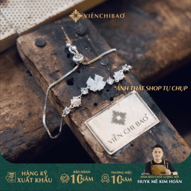 Vòng tay bạc nữ S925 Viễn Chí Bảo MT01 cỏ bốn lá đá mã não may mắn giảm giá 2