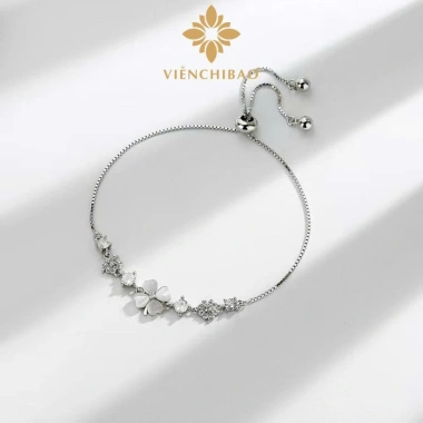 Vòng tay bạc nữ S925 Viễn Chí Bảo MT01 cỏ bốn lá đá mã não may mắn giảm giá 7