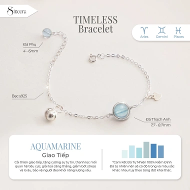 Vòng Tay Bạc Nữ SINCERA TIMELESS - Đá Phong Thủy Mix Charm s925, Lắc Bạc Năng Lượng, Giá ưu đãi 490k 10