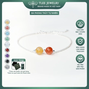 Vòng tay bạc nữ TLEE 925 mix hạt đá phong thủy tự nhiên và charm bi giá ưu đãi 400k